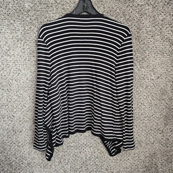 Talbots Cardigan Womens MP Petite Medium Black Striped Knit Open Front Ladies - Picture 7 of 7